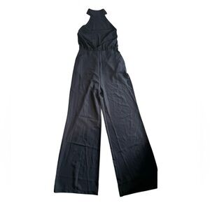 Lulu’s Elegant Flair Black Wide-Leg Halter Neck Jumpsuit